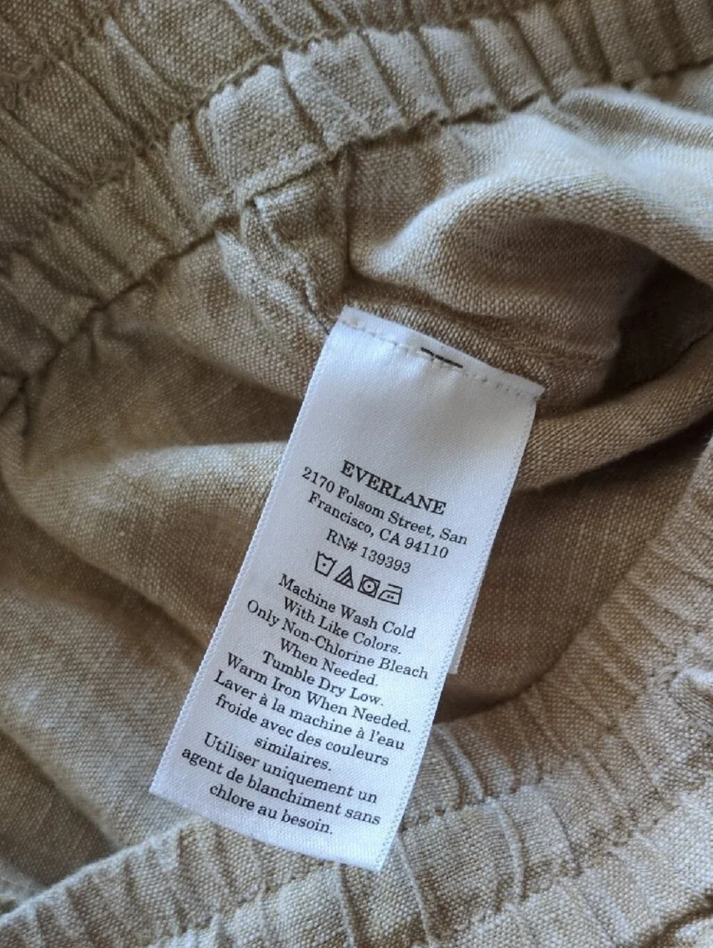 Everlane Women’s Beige Cargo Linen Pants with Drawstring